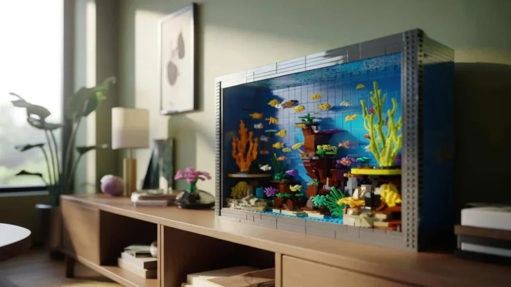LEGO tropical aquarium replaces real fish tanks with 4,154 plastic bricks that never need feeding
